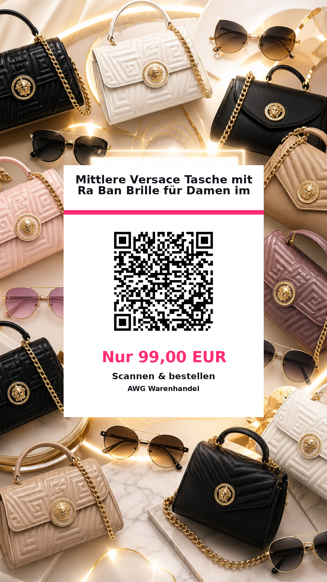 Mittlere Versace Tasche mit Ra Ban Brille für Damen im Mystery Bundle